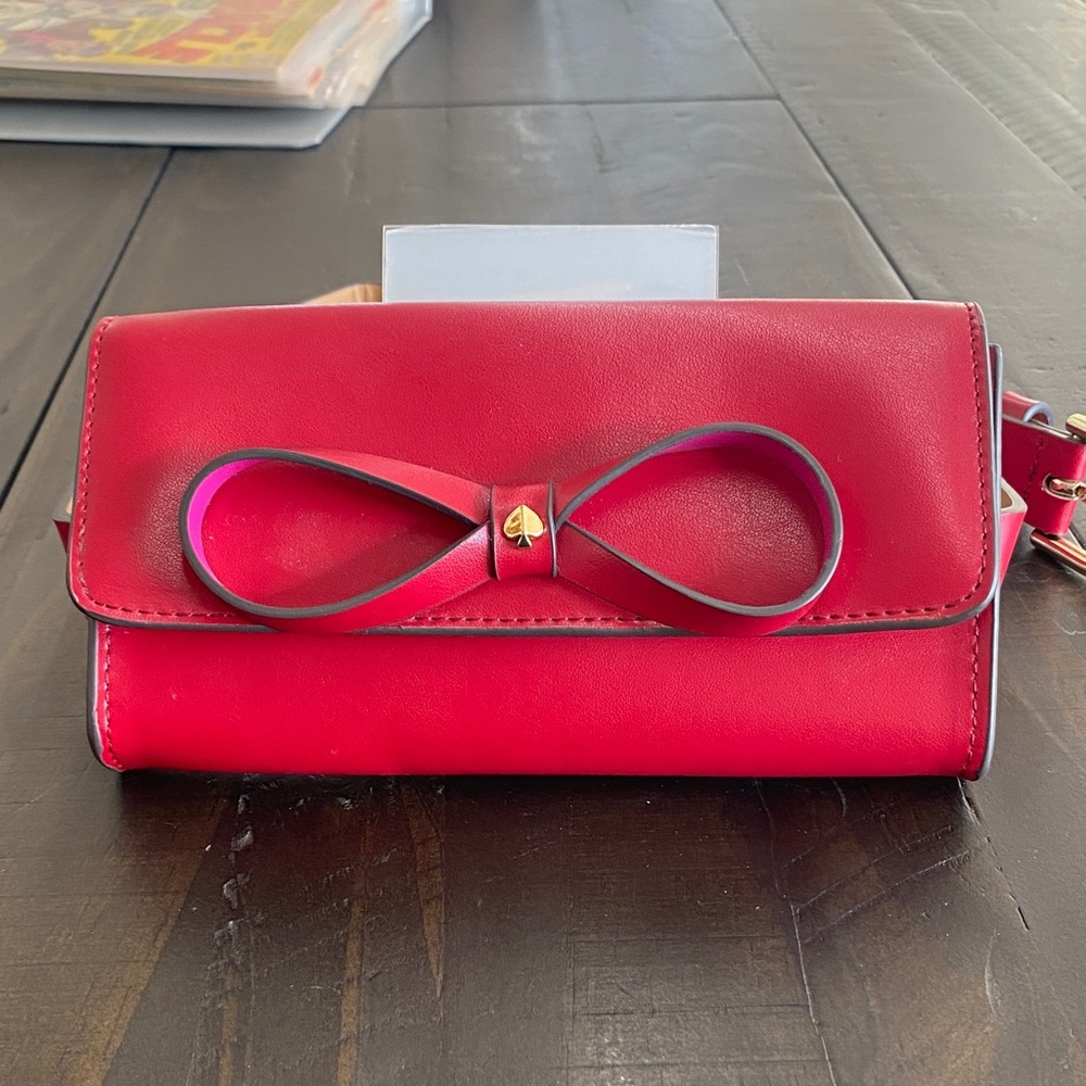 Kate Spade Red Clutch with Bow Detail